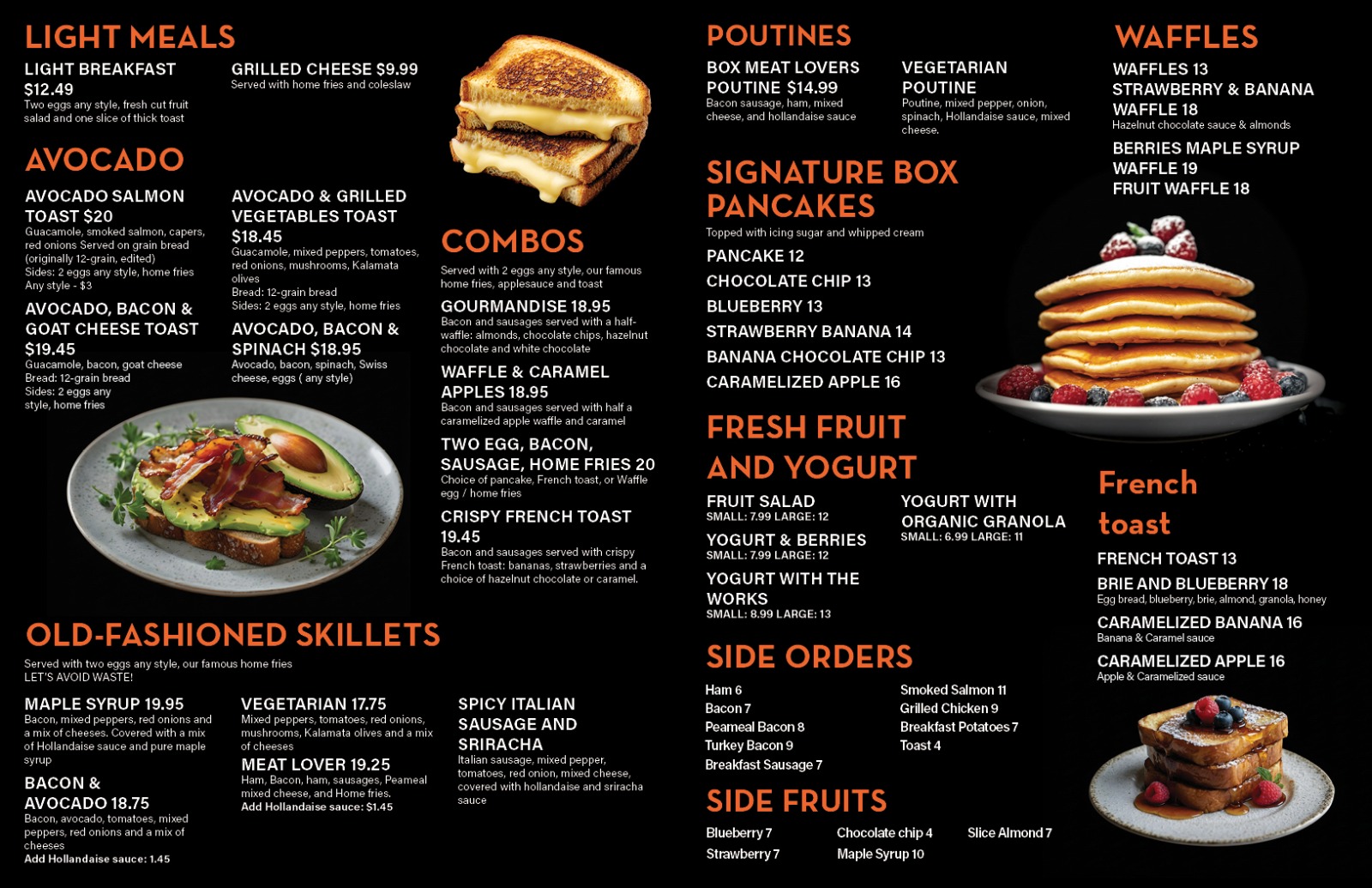 The Box Wings Breakfast Menu Page 2